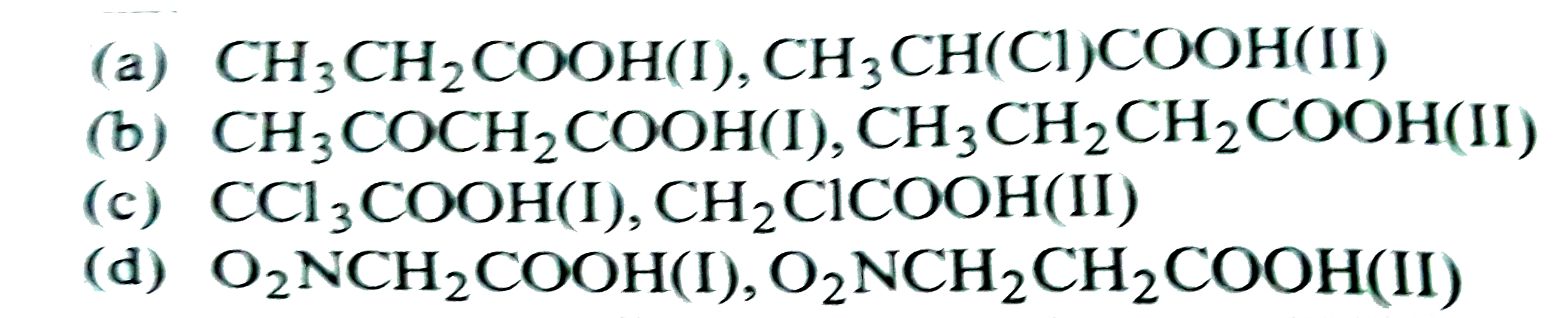 Which of the carboxylic acid among following pairs will undergo decarboxylation readily?