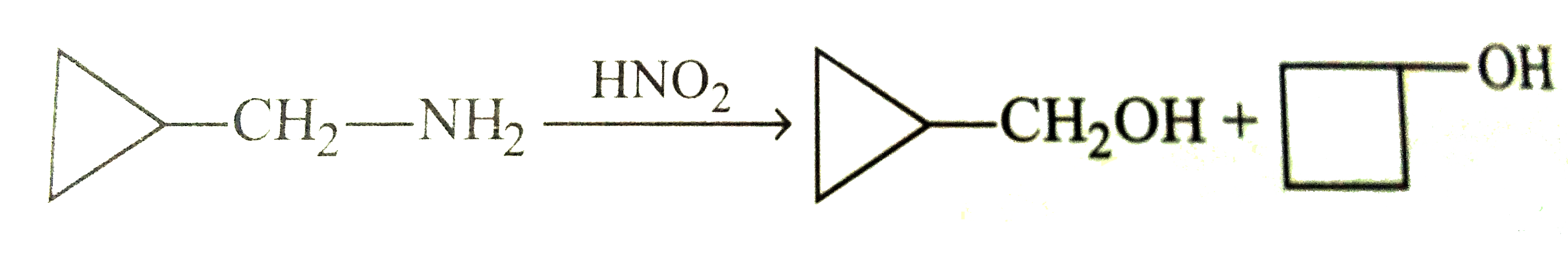 Nitrous acid reacts with all classes of amines. The product obtained from these reactions depend on whether primary, secondary or tetriary and ,wheather the amine or aliphatic or aromatic.   Aliphalic primary amines react with acid (NaNO(2)+HCl) to form alcohol as major product. In , addition to alcohol, alkene and alkyl halides are also formed as minor product.   Certain cyclic primary  amines can undergo either ring expansion or ring contraction reactions on treatment with acid. This reaction is called Demajanov ring expansion or contraction.      Which of the following product(s) will be obtained when isopropylamine is treated with sodium nitrite and hydrochloric acid?
