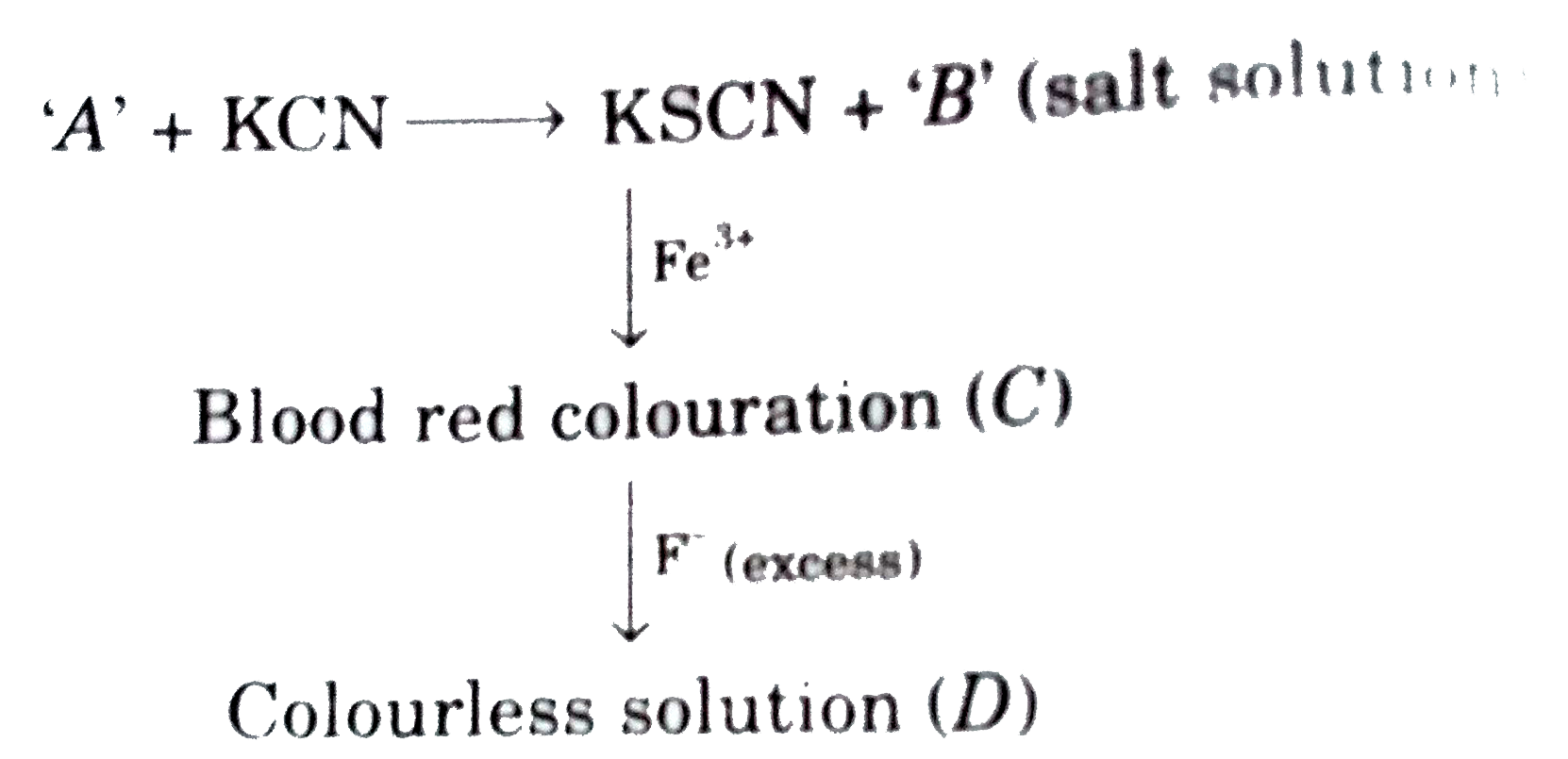 The colourless solution of 'D' contains: