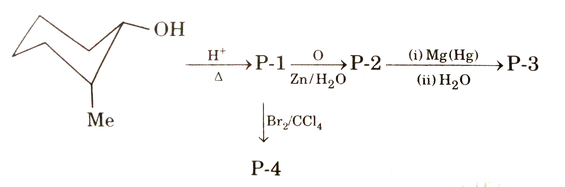 correct sequence of reagents to convert P-4 into P-3: