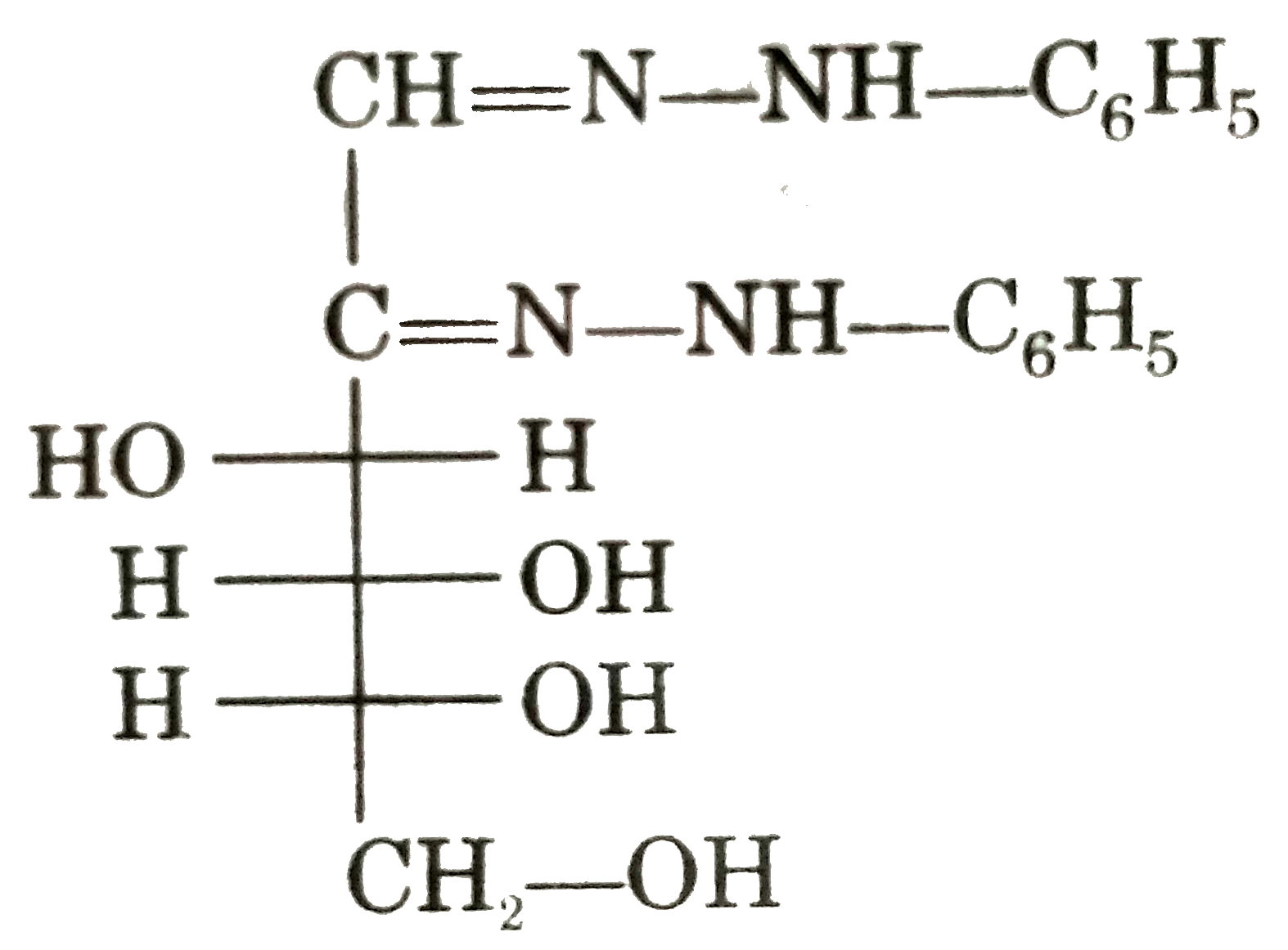 Each question has choices (a), (b), (c ) and  (d) out of which ONLY ONR is correct.   STATEMENT -1 : Per molecule of glucose consumes two molecules of Ph-NH-NH(2) during formation of osazone.   STATEMENT - 2 : Structure of glucose osazone is :