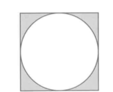 In the figure shown, a circle with area pi is inscribed  in a square.   {:(