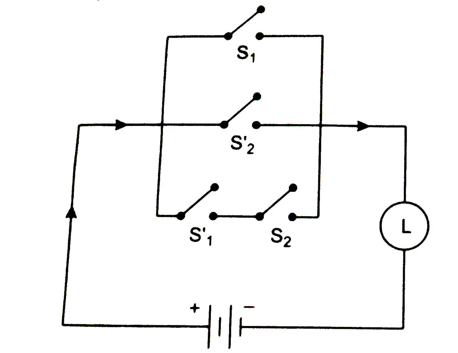 Express the following  switching  circuit  in symbolic  form  of logic . Costruct its switching  table and  write your  conlusion form  it :