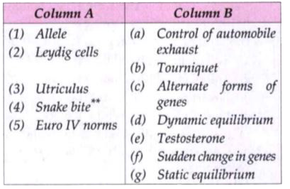 Match the items in Column 'A' with those which are most appropriate in Column 'B'. Rewrite the matching pairs as shown in the example:      Example: Fibrinogen-Clotting of blood.