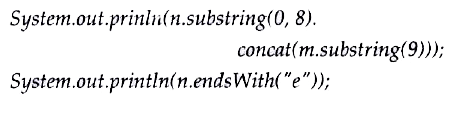 Give the output of the following : String n =