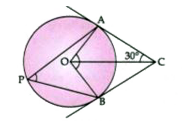 In the given figure O is the centre of the circle. Tangents at A and  B meets at C.   If angleACO=30^(@), find      angleAOB