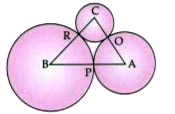 ABC is a triangle with AB = 10 cm, BC = 8 cm and AC = 6 cm (not drawn to scale). Three circles are drawn touching each other with the vertices as their cintres. Find the radius of the three circles.