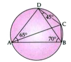 In the given figue, rArrangleBAD=65^(@) angleABD=70^(@), angleBDC=45^(@).      (ii) Find angleACB