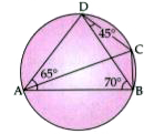 In the given figue, rArrangleBAD=65^(@) angleABD=70^(@), angle=45^(@).      (i) Prove that AC is a diameter of the circle.