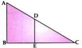 In the given figure, AB and DE are perpendicular to BC. If AB = 6cm, DE = 4cm and AC = 15cm.      (iii) Find the ratio of the area of DeltaABC : area of DeltaDEC.