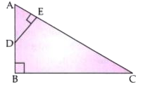 ABC is a right angled triangle with angleABC=90^(@), D is any point on AB and DE is perpendicular to AC. Prove that :      (iii) Find area of Delta ADE : area of quadrilateral BCED.If AC = 13 cm, BC = 5 cm and AE = 4 cm.