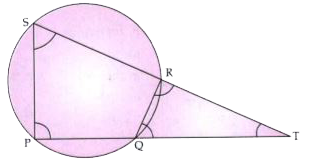 In the given figure PQRS is a cyclic quadrilateral PQ and SR produced meet at T.   (ii) Find SP if TP = 18 cm, RQ = 4 cm and TR = 6 cm.