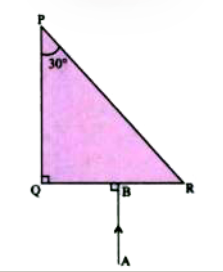 Complete the path of the ray AB through the glass prism in PQR till it emerges out of the prism. Given the critical angle of the glass as 42^(@).