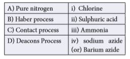 Match the following      Which of the following is the correct option?