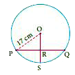 In the given figure, If OP = 17cm, PQ = 30cm and OS is perpendicular to PQ , then RS is