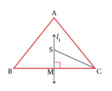 In triangle ABC, line l(1)  is a perpendicular bisector of BC. If BC=12 cm, SM=8 cm, find CS.