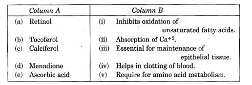 Which of the following is correct match for column