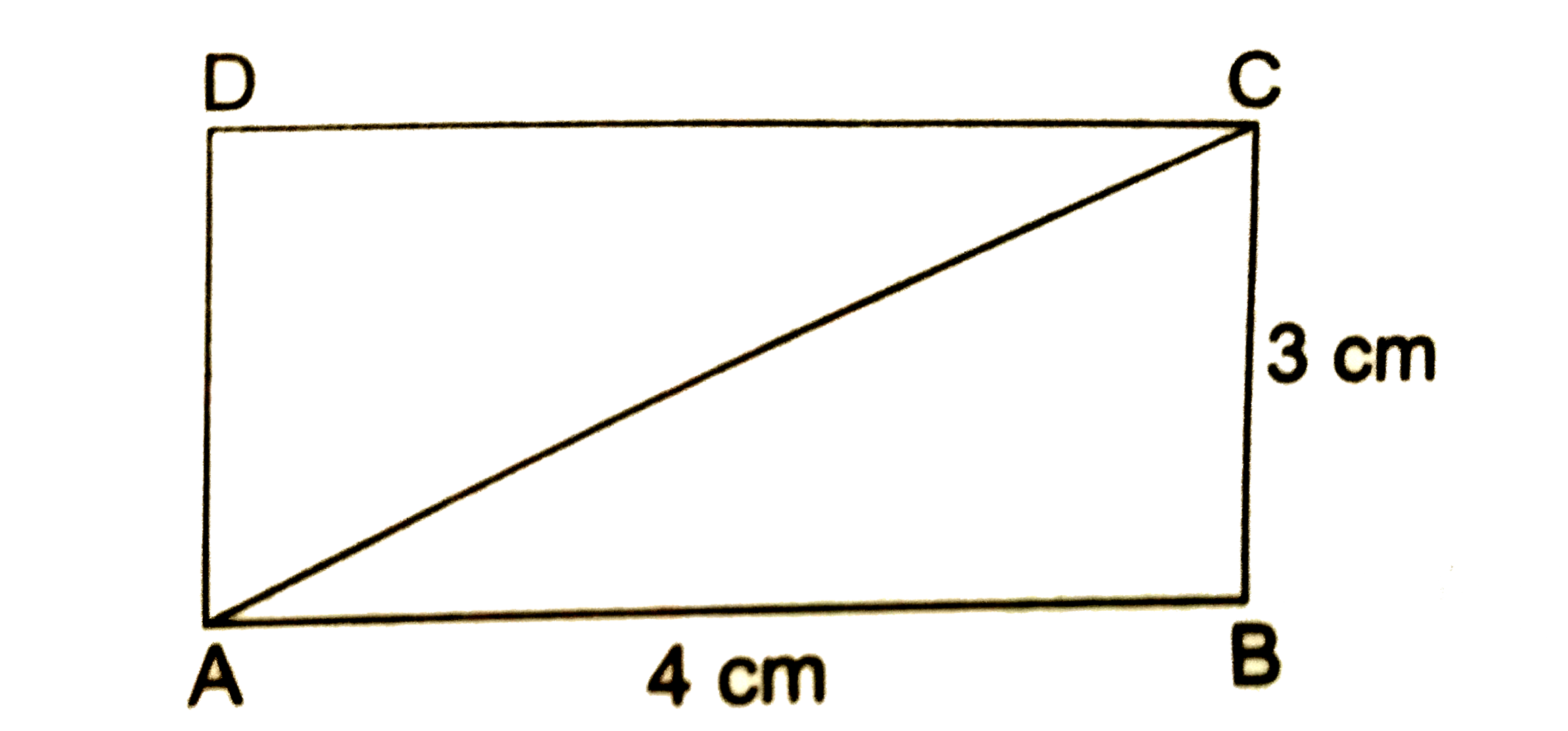 ABCD एक आयत है जिसकी भुजाएँ 4 cm तथा 3 cm है.      वेक्टर vec(AB) का AC की ओर घटक निकले.