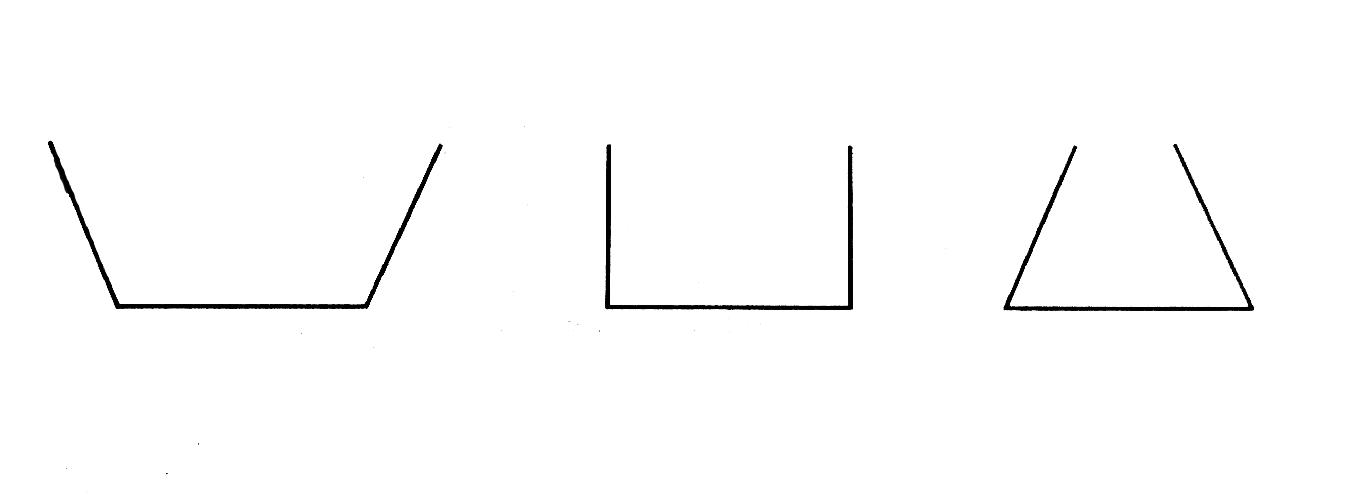 The three vessels shown in figure have same base area. Equal volumes of a liquid are poured in the thre vessels. The force on the base will be