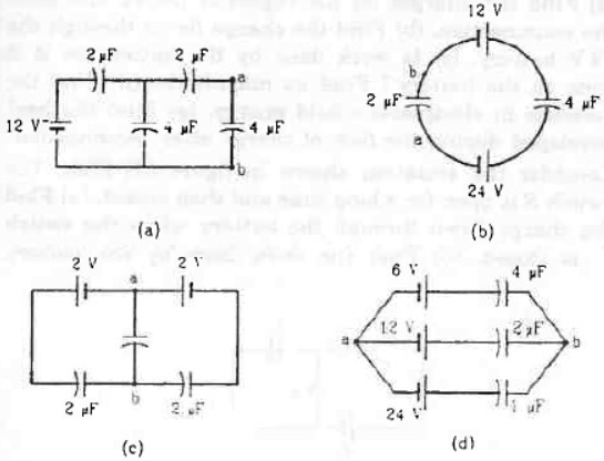 Find the potential difference Va -Vb  between the points a and b shown in each part of the figure.