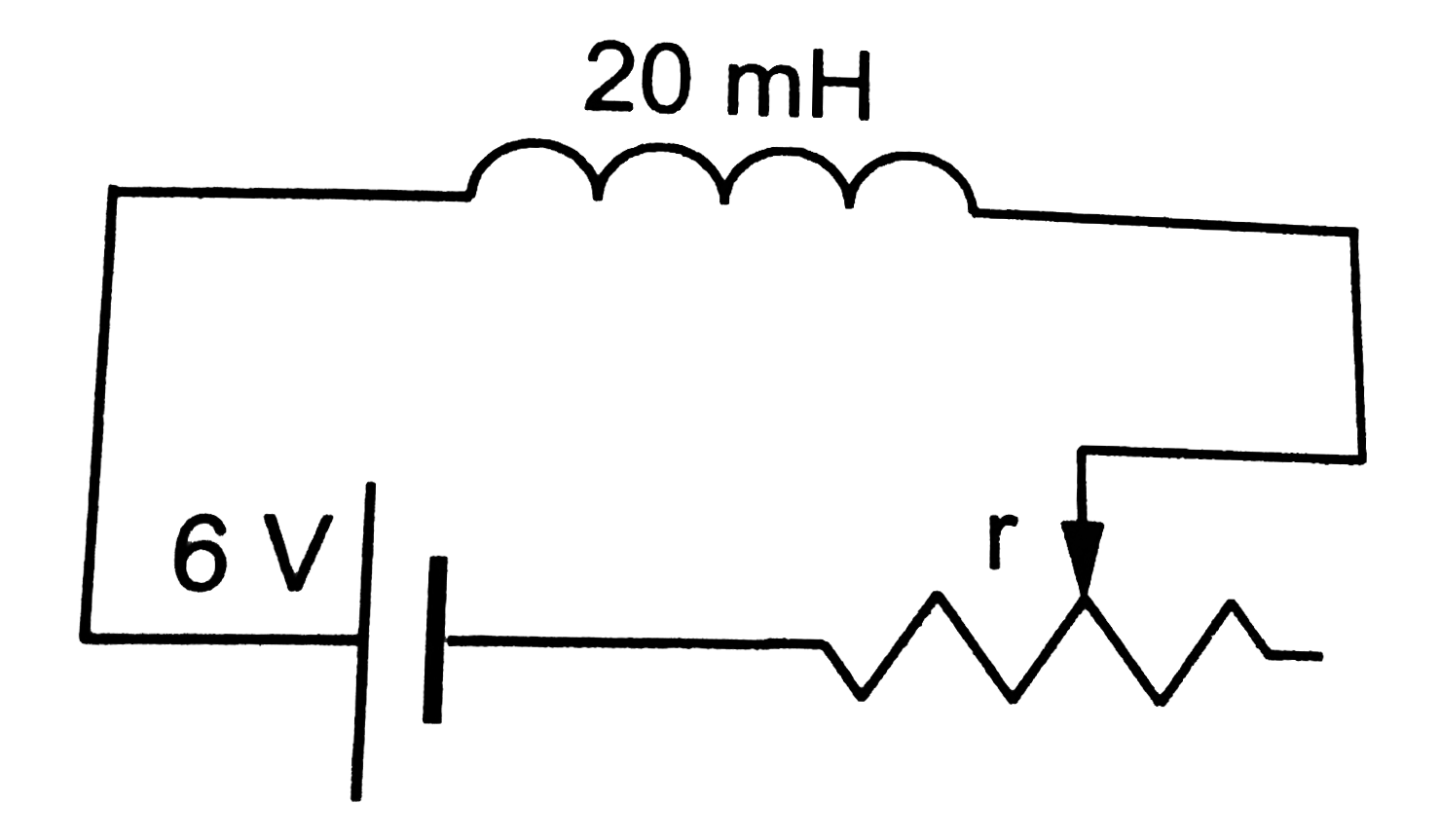 Consider the circuit shown in the sliding contact is being pulled towards right so that the resistance in the circuit is increasing. Its value at the instant shown in 12  Omega. Will the current be  more then 0.50  A or less than it at this instant?