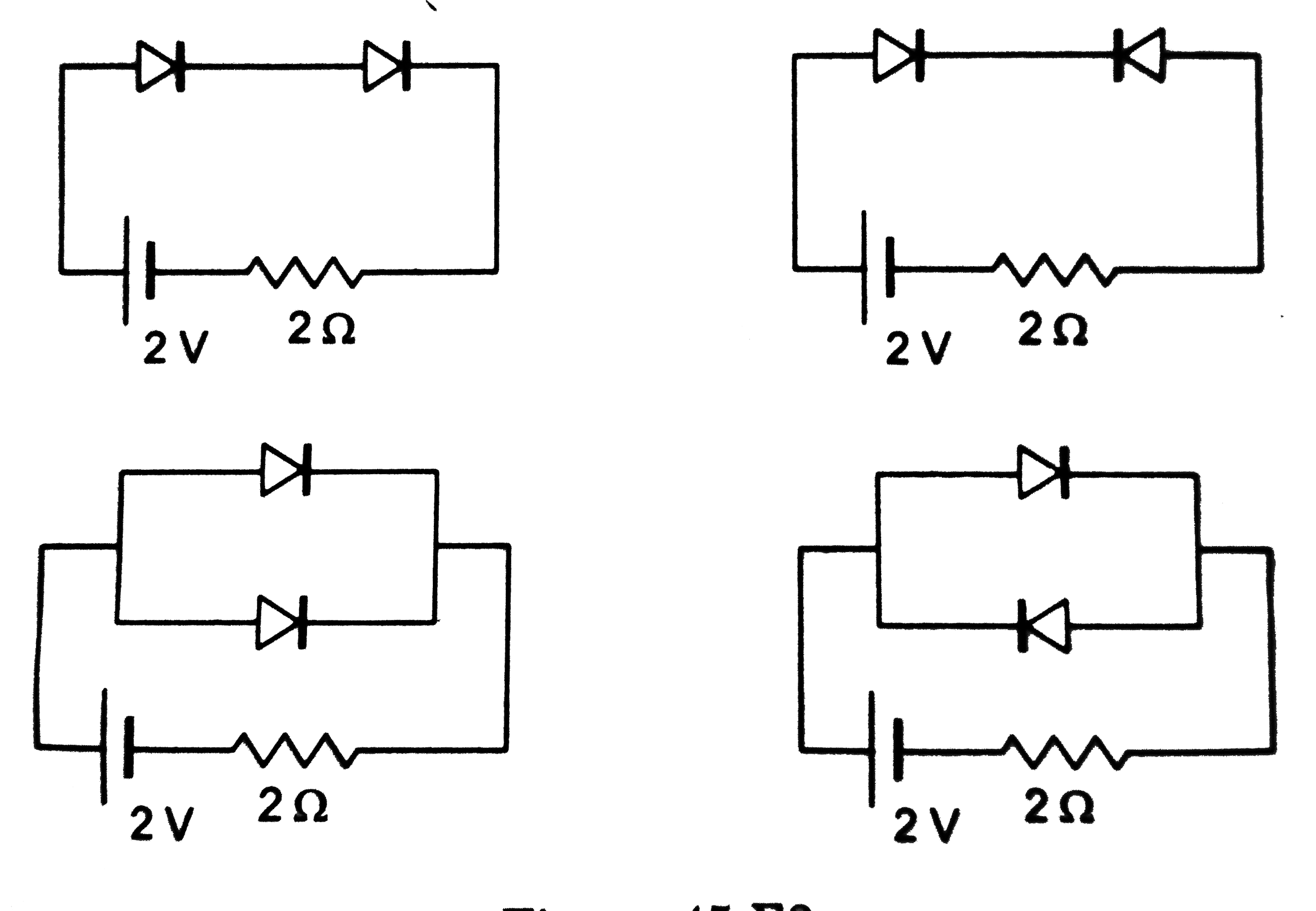Find the current through the resistance in the circuits shown in figure