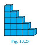 A child playing  with building blocks, which are of the shape of cubes, has built a structure  as shown in Fig. 13.25. If the edge of each cube is 3 cm, find the volume of  the structure built by the child.