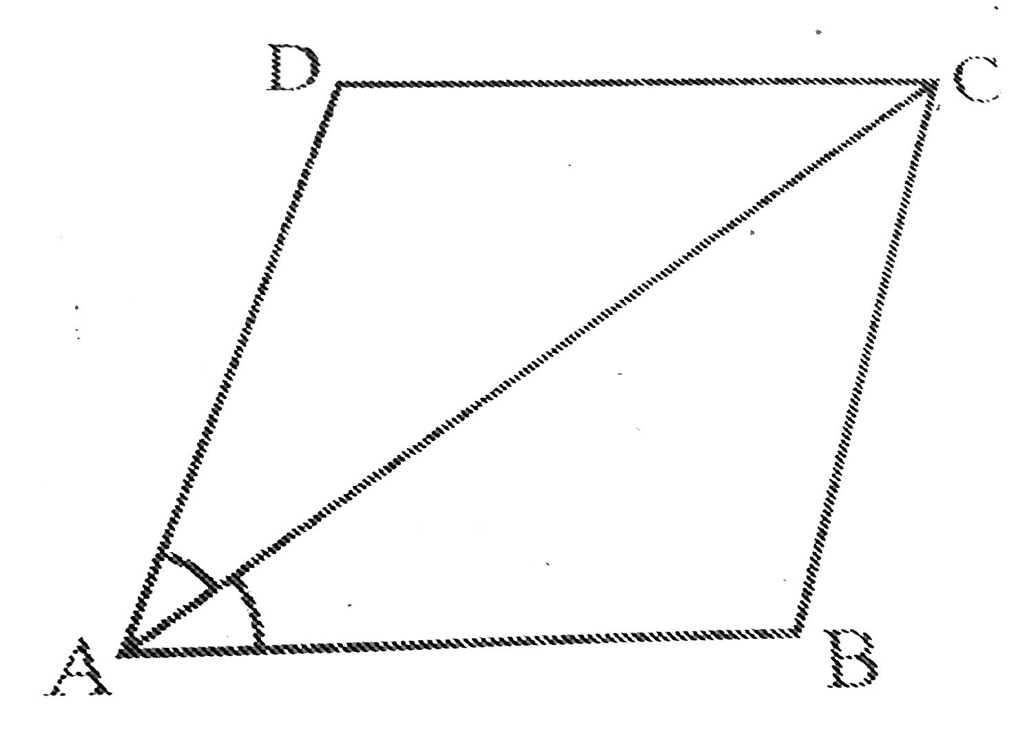 समांतर   चतुर्भुज  ABCD  का विकर्ण  AC कोण A को  समद्विभजित   करता  है। दर्शाइए  कि      यह  angle C को भी  समद्विभजित  करता है ।     (ii) ABCD  एक  समचतुर्भुज  है।