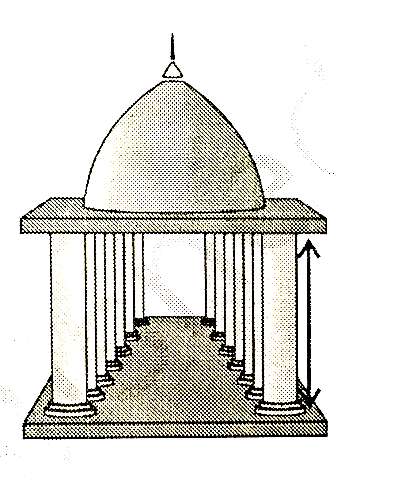 किसी मंदिर के खंभे बेलनाकार है (देखिए आकृति 13.26) | यदि प्रत्येक खंभे का आधार 20 cm त्रिज्या का एक वृतीय क्षेत्र है और ऊंचाई 10 m है, तो ऐसे 14  खंभे बनाने में कितने कंक्रीट मिश्रण की आवश्यकता होगी ?
