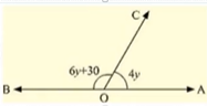 What value of y
would make A O B
a line in Figure, if /A O C=4y\ a n d\ /B O C=(6y+30)