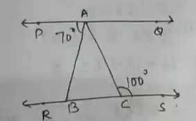 In figure, P Q  R S ,\ /P A B=70^0a n d\ /A C S=100^0dot
Determine /A B C ,\ /B A C\ a n d\ /C A Q