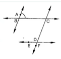 In Figure, A B||C F\ a n d\ B C||E D
. Prove that /A B C=\ /F D E