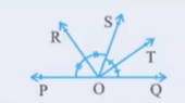 In Fig. 6.10, ray OS stands on a line
  POQ. Ray OR and ray OT are angle bisectors of /P O S
and /S O Q
,
  respectively. If /P O S=x
, find /R O T
.