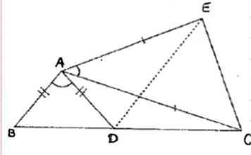 In Figure, A C=A E ,\ A B=A D\ a n d\ /B A D=/E A Cdot
Prove that B C=D E