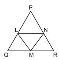 In A  P Q R ,
if P Q=P Q\ a n d\ L ,\ M\ a n d\ N
are the mid-points of
  the sides P Q ,\ P R\ a n d\ R P
respectively. Prove
  that L N=M N