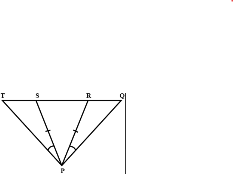 In Figure, P S=P R ,\ \ /T P S=\ /Q P Rdot
Prove that P T=P Q
