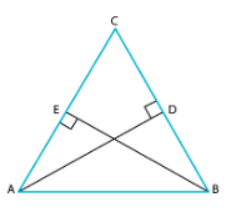 In Figure, a A D\ a n d\ B E
are respectively
  altitudes of an isosceles triangle A B C
with A C=B Cdot
Prove that A E=B D