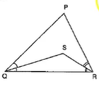 In Figure, P Q > P RdotQ S\ a n d\ R S
are the bisectors of L Q
and /R
respectively. Prove
  that S Q > S Rdot
