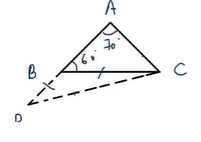 In  A B C ,
side A B
is produced to D
so that B D=B Cdot
If /B=60^0\ a n d\ /A=70^0,
prove that: 
A D > C D
 (ii) A D > A C