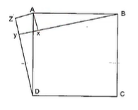 In Figure, X
is a point in the
  interior of square A B C Ddot\ \ A X Y Z
is also a square. If D Y=3\ c m\ a n d\ A Z=2\ c m ,
then B Y=
  (a) 5 cm
  (b) 6 cm
 (c) 7 cm
  (d) 8 cm