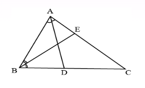 In Figure, A B C
is a triangle in which /B=2/C
. D
is a point on side B C
such that A D
bisects /B A C\ a n d\ A B=C DdotB E
is the bisector of /B
. The measure of /B A C
is 
(a) 72^0 
 (b) 73^0 
 (c) 74^0 
 (d) 96^0