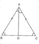Angles opposite to two equal sides of a triangle
  are equal.
GIVEN :  A B C
in which A B=A C

TO PROVE : /C=/B

CONSTRUCTION : Draw the bisector A D
of /A
which meets B C
in D