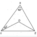 In Figure, /X=62^0,/X Y Z=54^0dot
If Y O
and Z O
are bisectors of /X Y Z
and /X Z Y
respectively of  X Y Z ,
find /O Z Y
and /Y O Zdot