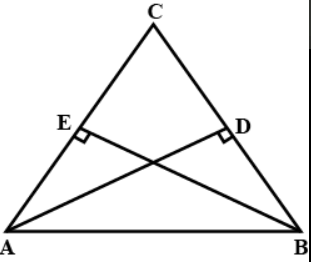 In figure, A D
and B E
are respectively altitudes of an isosceles
  triangle A B C
with A C=B C
. Prove that A E=B Ddot