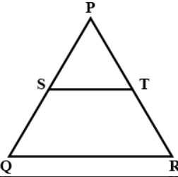 In figure, P Q R
is a triangle in which P Q=P R
and S
is any point on the side P Q
. Through S ,
a line is drawn parallel to Q R
and intersecting P R
at Tdot
Prove that P S=P Tdot