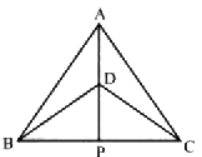 A B C
and
   D B C
are
  two isosceles triangles on the same base B C
and
  vertices A
and
  D
are
  on the same side of BC
.
  If A D
is
  extended to intersect B C
at
  P ,
show
  that 
A B D~=A C D
 (ii) A B P~=A C P

A P
bisects /A
as well as /D

A P
is
  perpendicular bisector of B Cdot