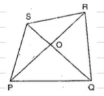 In Figure, P Q R S
is a quadrilateral in which diagonals P R
and Q S
intersect in O
. Show that
 P Q+Q R+R S+S P > P R+Q S

PQ+QR+RS+SP<2 (PR+QS)