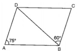 In Figure, A B C D
is a parallelogram in
  which /D A B=75^0a n d\ /D B C=60^0dot
Compute /C D B\ a n d\ /A D B