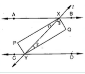 A B ,C D
are two parallel lines and a transversal l
intersects A B
at X
and C D
at Y
Prove that the bisectors of the interior angles form a parallelogram,
  with all its angles right angles i.e., it is a rectangle.