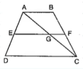 In Figure, A B C D
isa trapezium in which side A B
is a parallel to side D C
and E
is the mid-point of side A Ddot
If F
is a point on the side B C
such that the segment E F
is parallel to side D C
. Prove that F
is the mid point of B C
and E F=1/2(A B+D C)dot